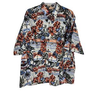 Vintage MAGIC OF THE MOON Floral Short Sleeve Button Up Hawaiian Shirt 3X